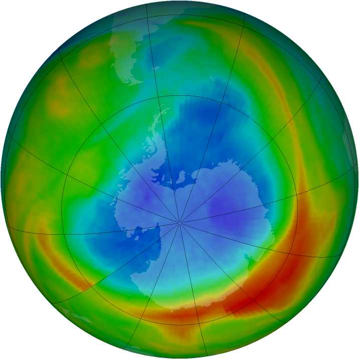 Antarctic ozone map for 23 September 1982